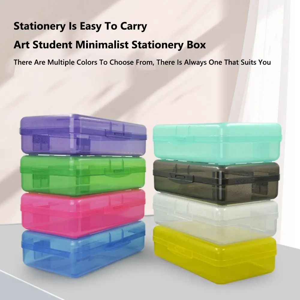 

Plastic Transparent Pencil Case Large Capacity Multifunctional Stationery Storage Box Student Sketching Paint Brush Organizer
