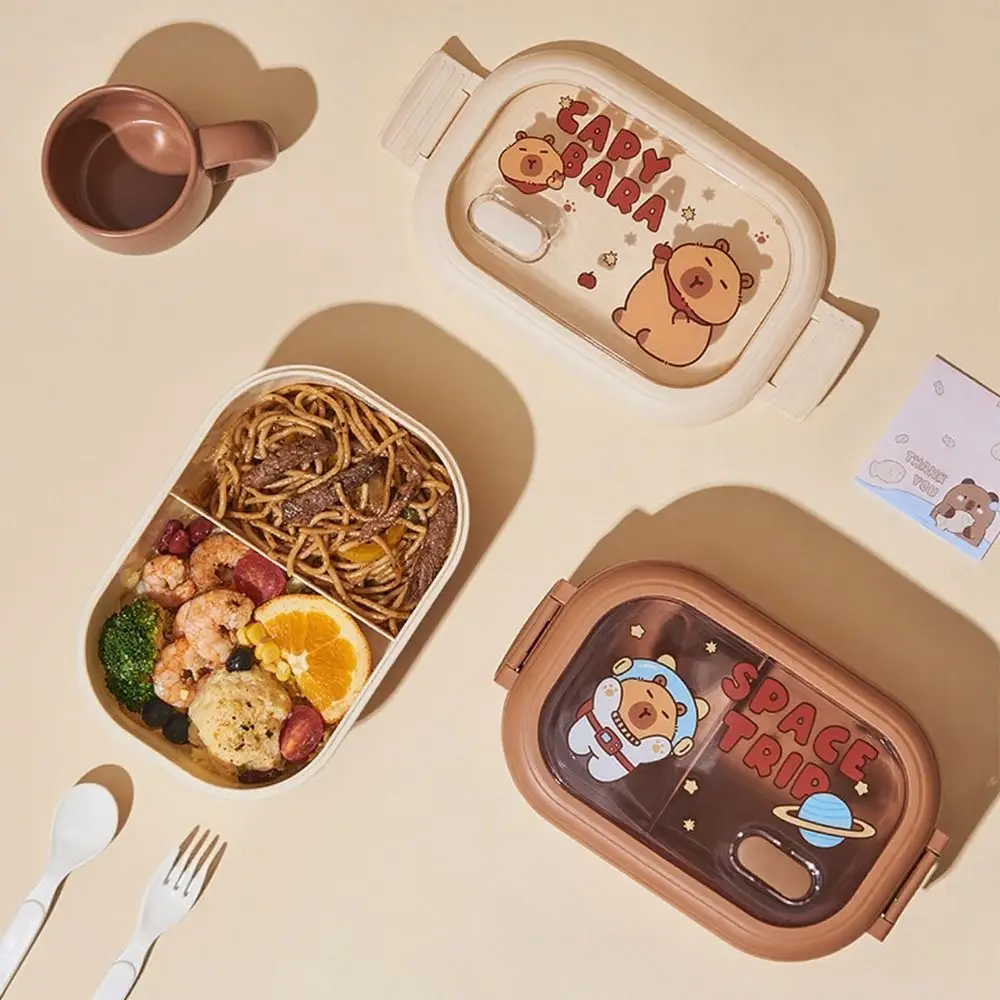 Niedliche Capybara-Lunchbox, 1320 ml, großes Fassungsvermögen, auslaufsichere Essensboxen, tragbare Gitter-Aufbewahrungsbox für Picknick im Freien, Schule