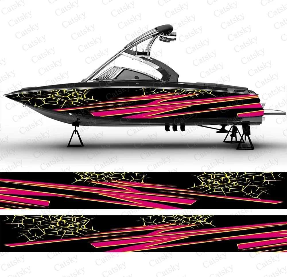 Abstract Striped Color Gradient  Boat Stickers Vinyl Boat Wrap for Pontoonman Console Deck Boat Fishing Platform Decal Sticker