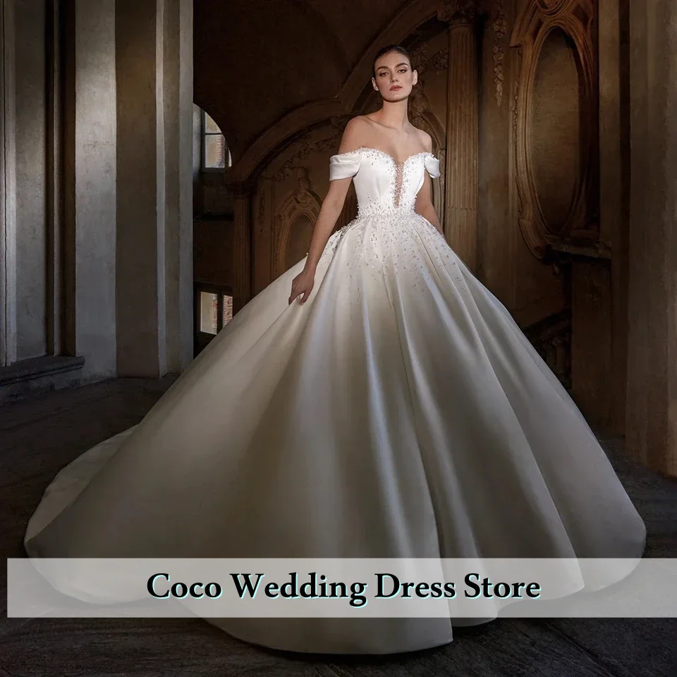 

Customized Elegant A-Line Satin Princess Wedding Dress Sweetheart Backless Decal Fringe Beach Bridal Dress Vestidos De Novia