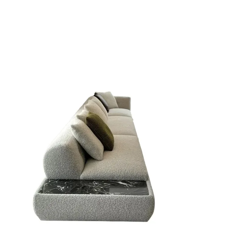 Sofa Minimalist lamb cloth fabric Modern three-person combination straight-row sofa