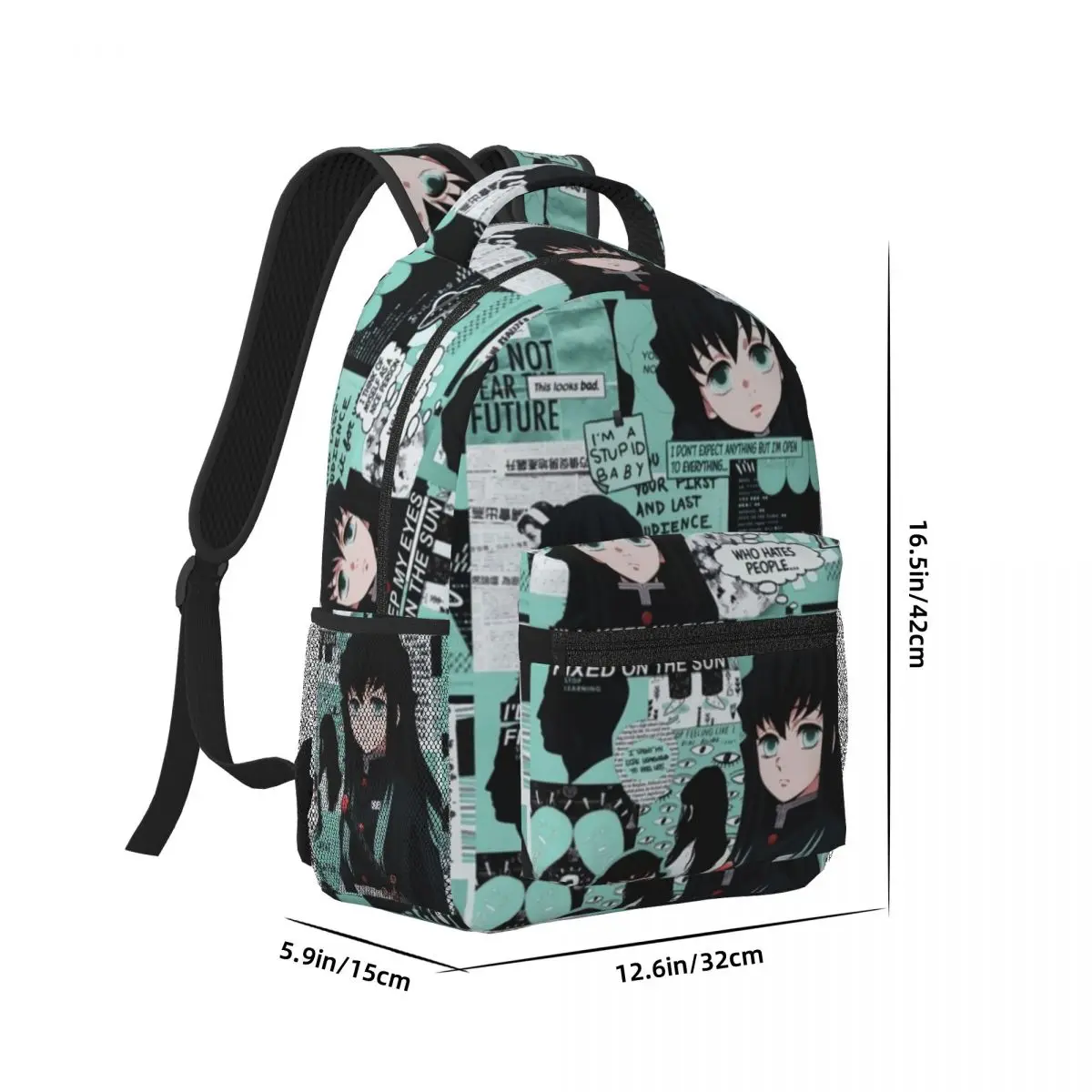 Muichiro Tokitou Printed Lightweight Casual Schoolbag For School, Outdoor, Shopping, Office 17in