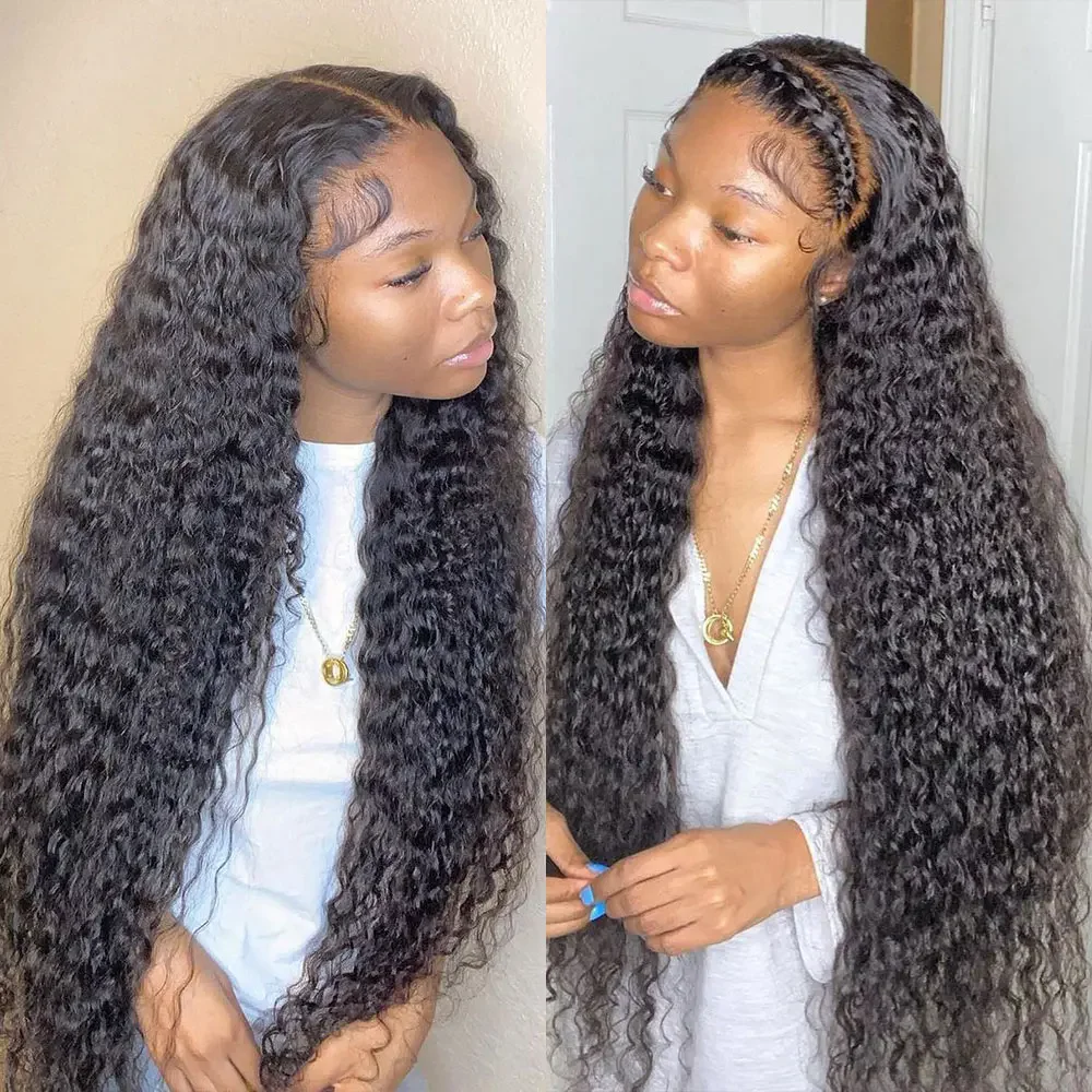 

200% Deep Wave Human Hair Wigs HD 13x4 Lace Frontal Wig Kinky Curly Brazilian Lace Front Wigs For Women 4x4 Lace Closure Wig