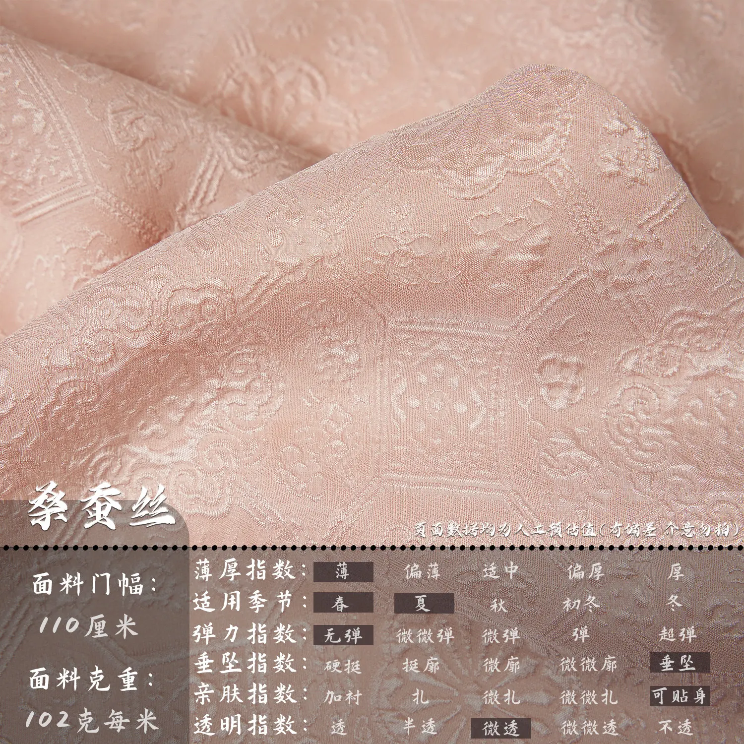 Spring and Summer Embossed Jacquard Dark Pattern Pink Totem Printing Silk Cotton Fabric Cheongsam Hanfu Fabric