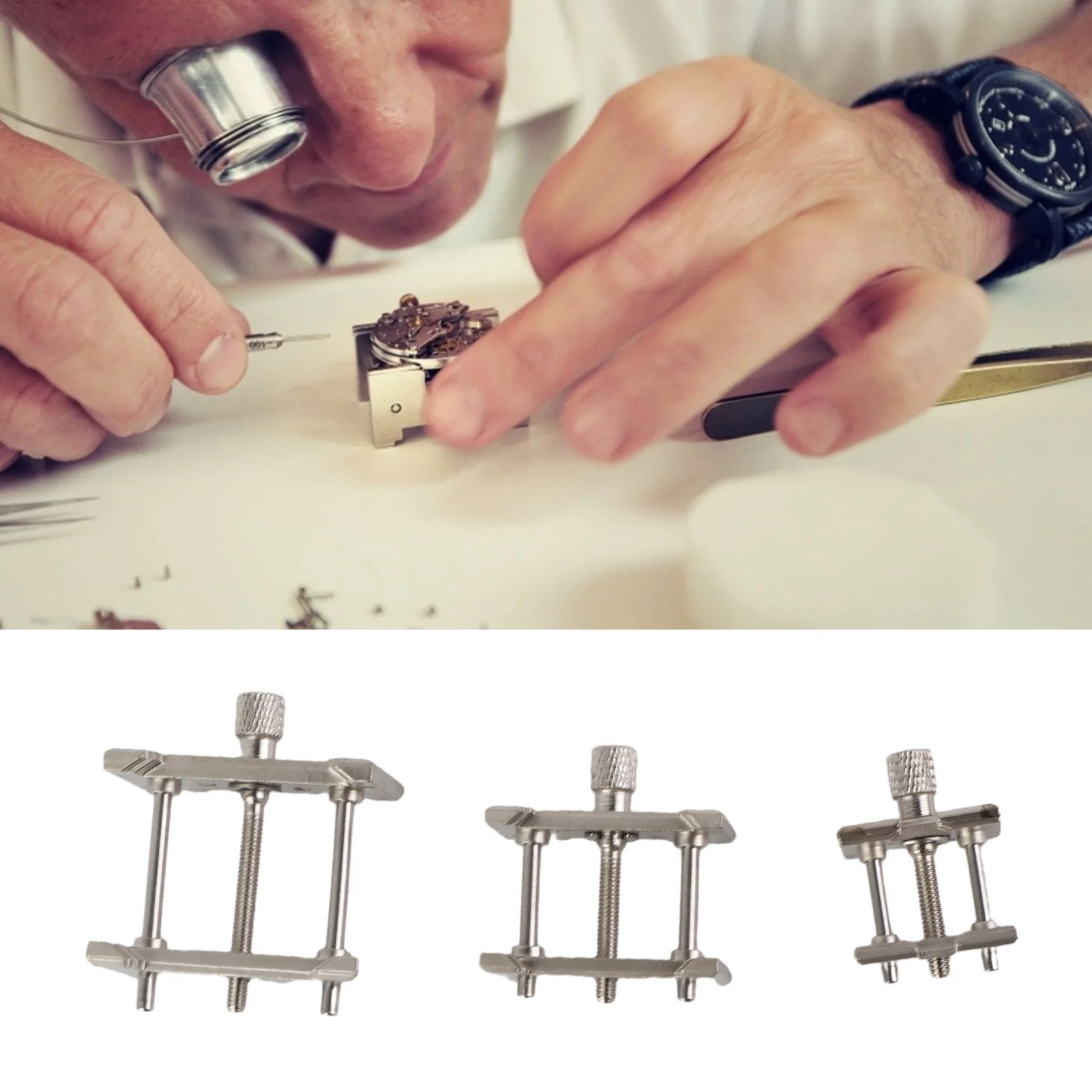 3pcs/Set Metal Watch Movement Fixed Base Holder Watchmaker Accessory Repairing Tool Watch Movement Holder Watch Repair Tool