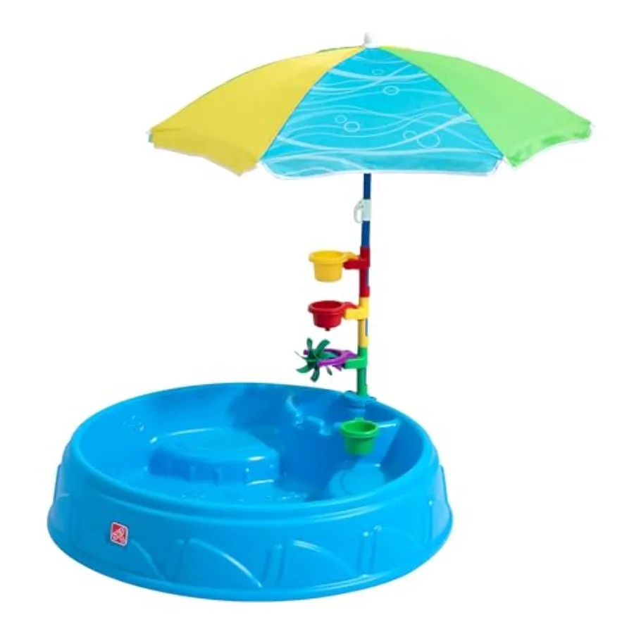 Play and Shade Pool Activity Pool with Umbrella Summer Outdoor Toys 7 Piece Toy Accessories For Toddlers 2+ Years Old