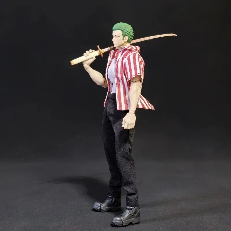 

1/12 Scale One Piece Red White Stripe Shirt Pants Vest Top Suit Clothing Model for 6inch Action Figures Romankey Soldier Body