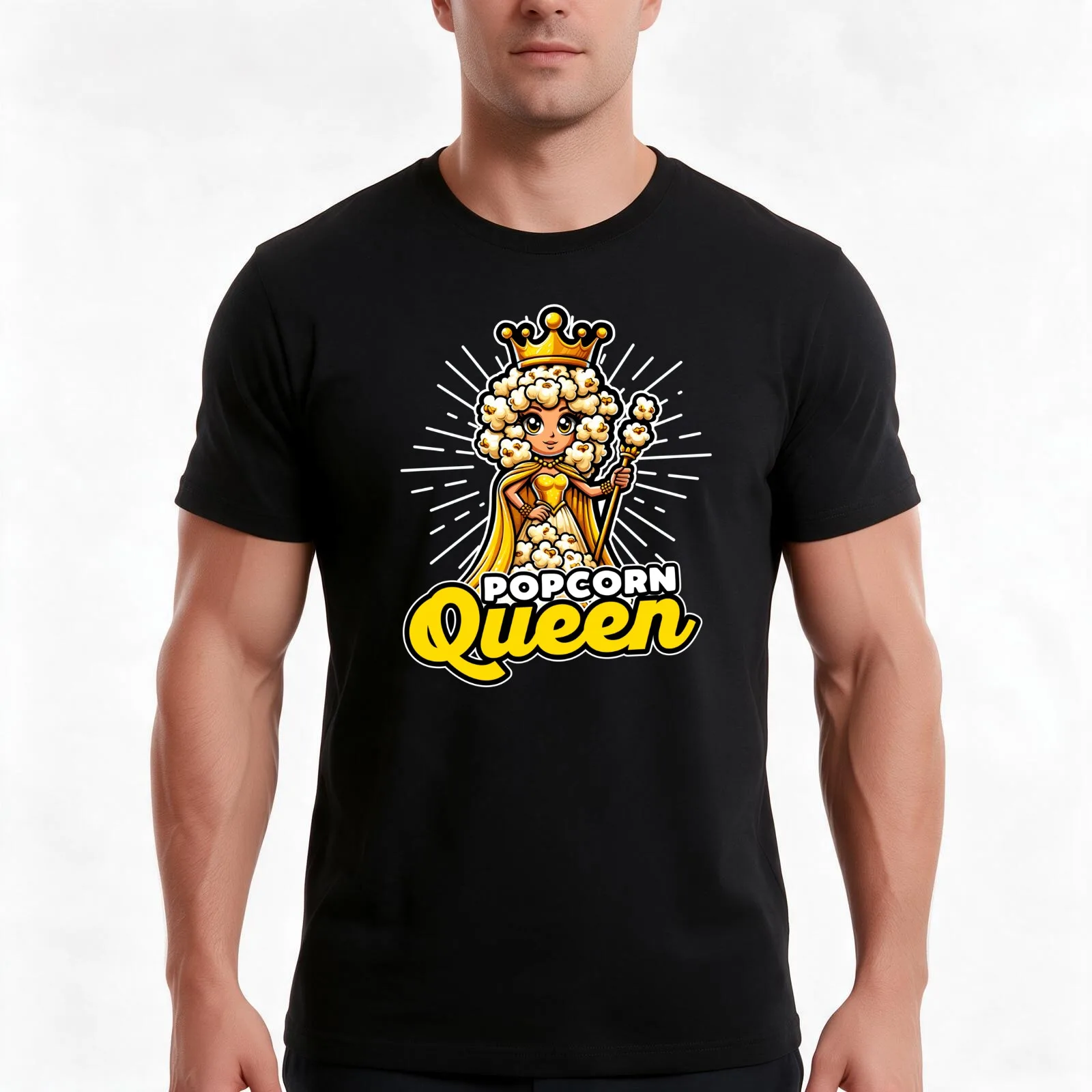 Popcorn Queen T-Shirt Summer Casual Cotton Tee Oversized Streetwear Tops Vintage Graphic Print Loose Fit Short Sleeve