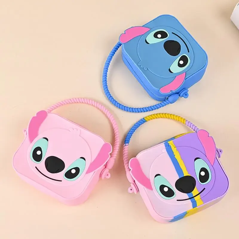 Disney Stitch Coin Purse Miniso Anime Cartoon Cute Stitch Silica Gel Bluetooth Headset Messenger Bag Girls Holiday Gifts