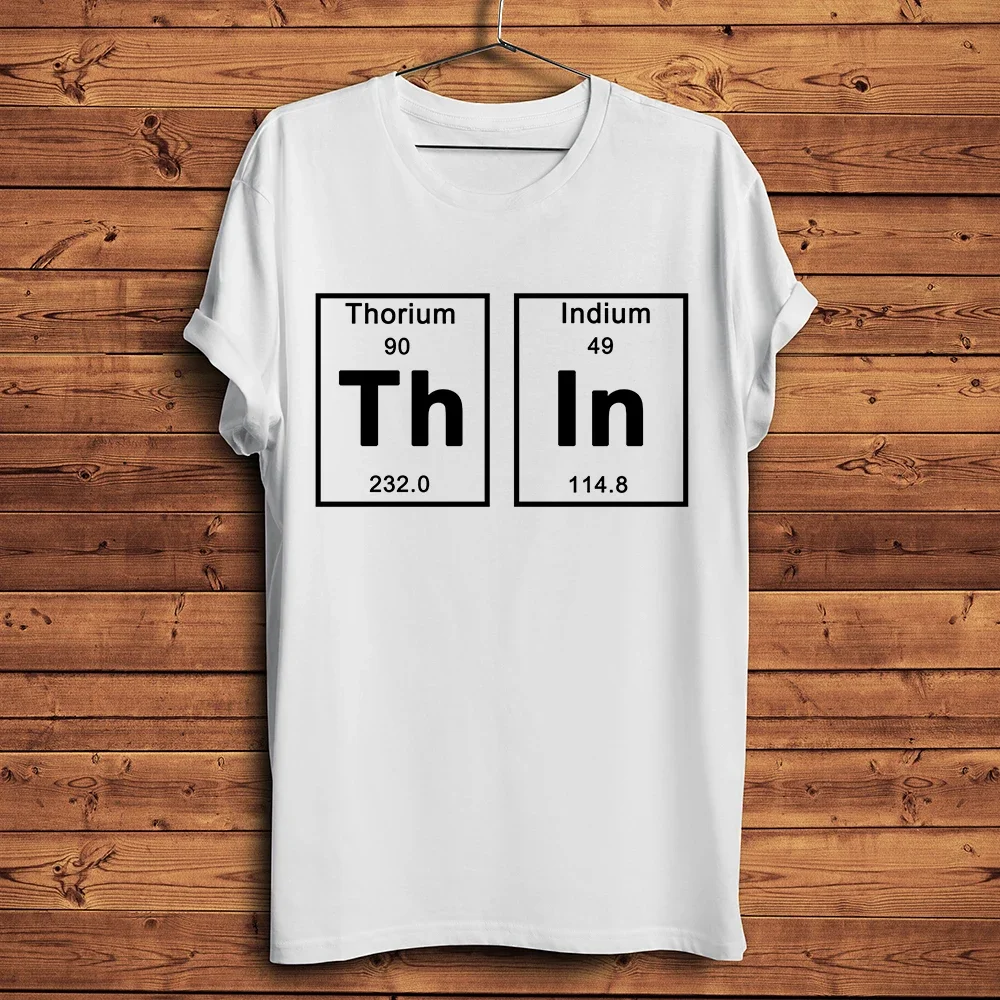 

Стиль периодической таблицы элементов, THIN THICK, забавная футболка с буквенным принтом, белая уличная повседневная футболка, дышащая футболка унисекс