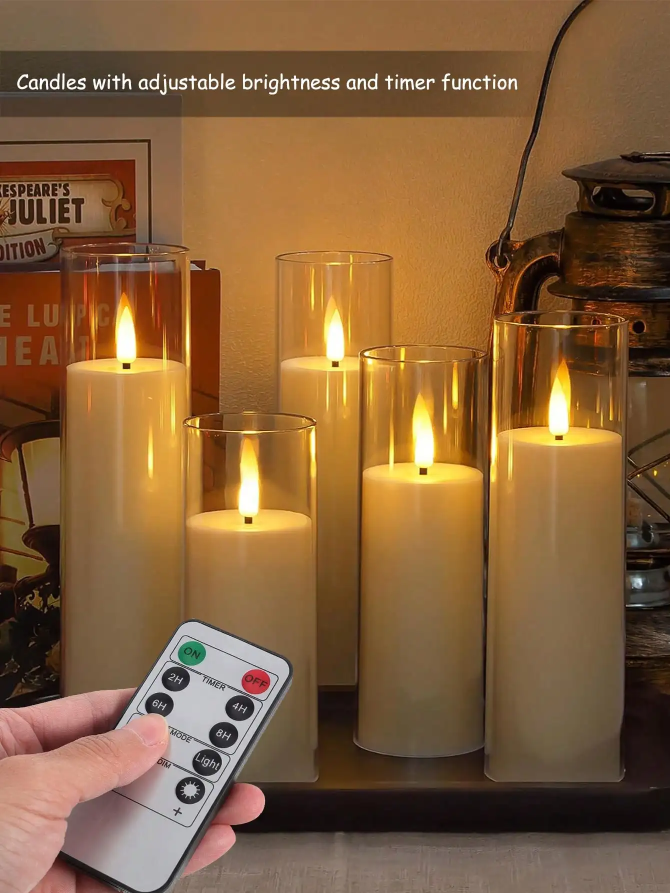 충전식 무선 LED 캔들 램프, 가정 및 바용 3단계 터치 조명