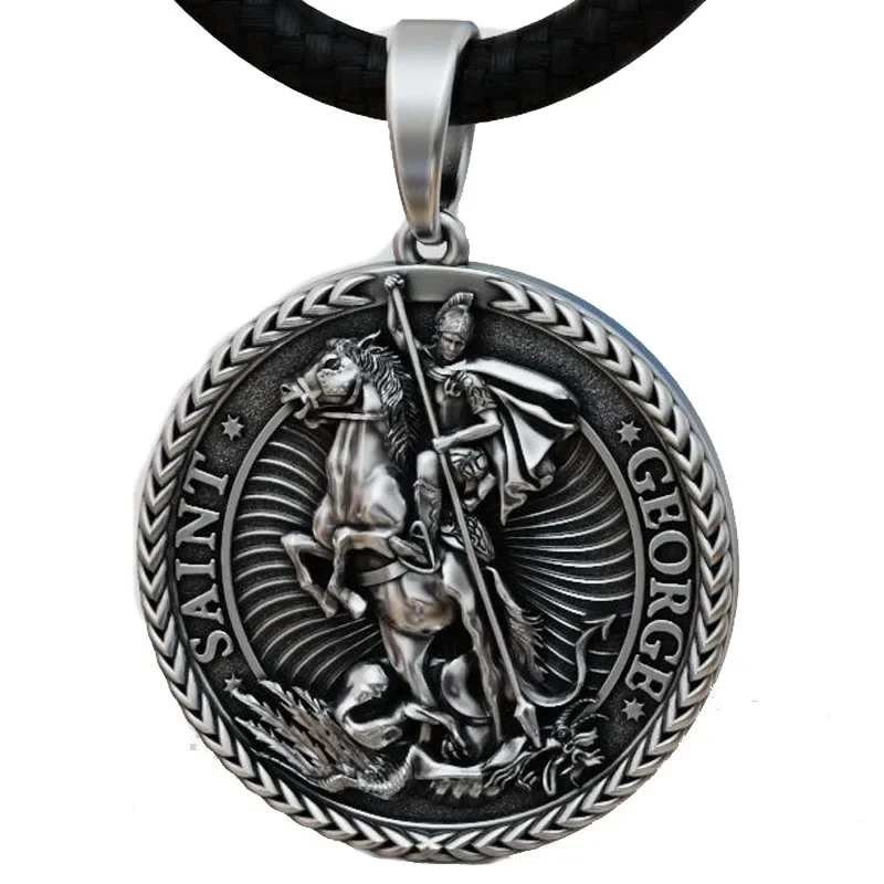 15g Saint George and the Dragon Round Pendant  Customized 925 SOLID STERLING Silver High Trendy