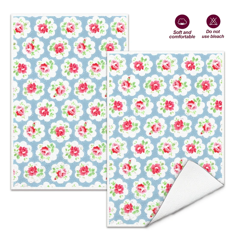 

2Pcs, Blue Background with Pink Flowers Kitchen Towels, Best Kitchen Towels, Fun Kitchen Towels, Cooking and Baking Tea Towels, Dish Towels, Cleaning Cloths, Hand Towels, Tea Towels, Super Soft, Highly Absorbent, Sweet Housewarming Gift for Friends, Kitch