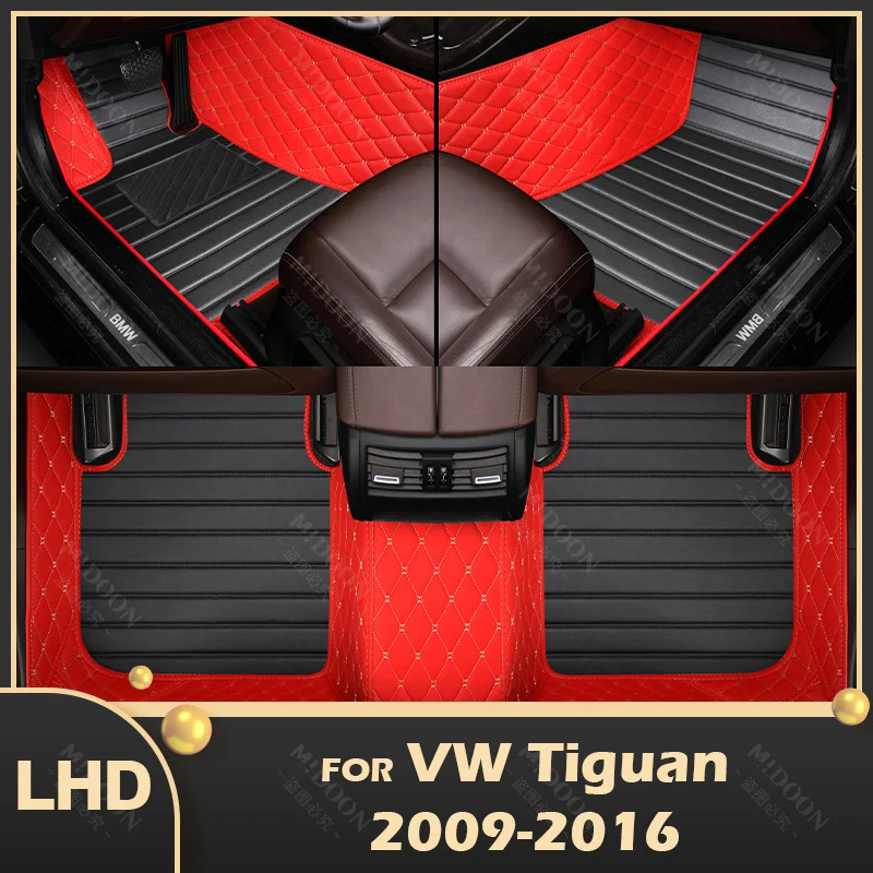 MIDOON Car floor mats for Volkswagen TIGUAN 2009 2010 2011 2012 2013 2014 2015 2016 Custom auto foot Pads automobile carpet cove