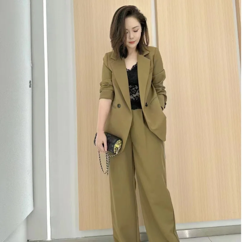 Femmes automne nouvelle mode blazers décontractés veste + pantalon deux pièces 2025 coréen élégant costume ample manteau pantalon correspondant ensemble