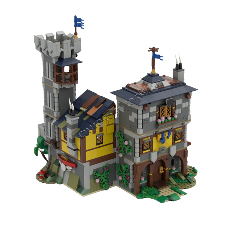 1366 PCS Customized MOC Medieval Castle Observation Hotel Model Building DIY Blocks Bricks Assembly Toy Educational Holiday Gift