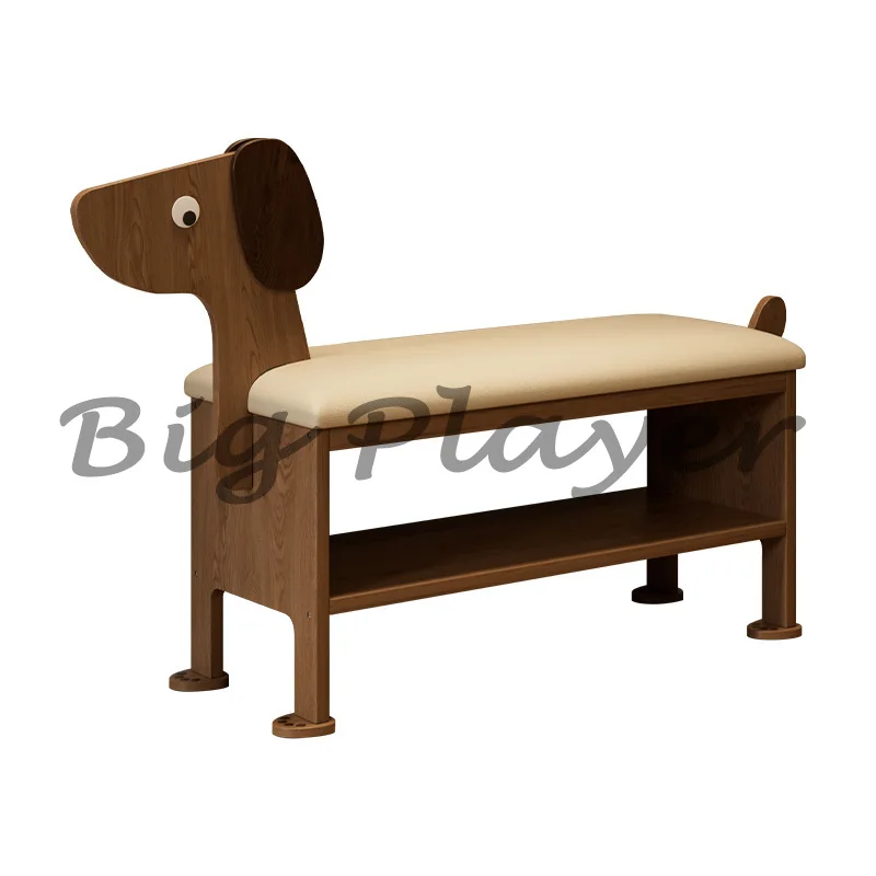 

Realife Solid Wood Dog Shoe Changing Seated Shoe Cabinet Home Door Long Creative Bed End Stool Cute Animal Stool New