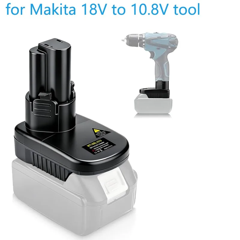 

Адаптер для аккумулятора Makita 18В, преобразующий его в 10.8В для аккумуляторных дрелей Makita BL1013, CL100DW, CL102DZX