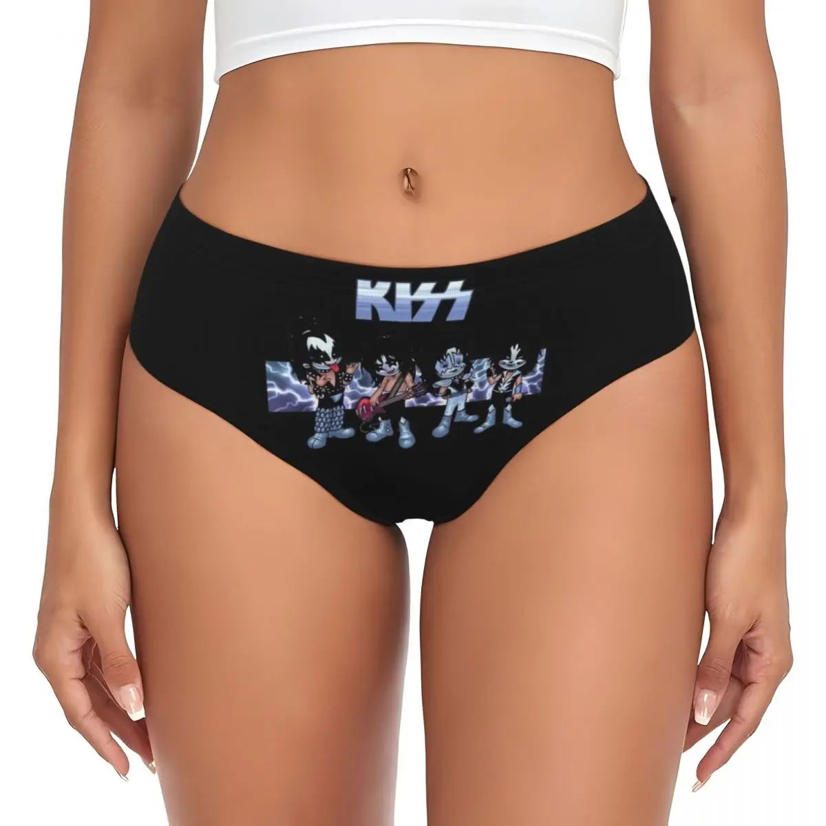 Custom Kisses Heavy Metal Music Brief Panties Womens Breathable Underwear