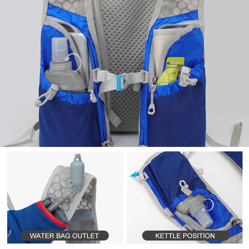 Mochila ultraligera Trail Running-5L, chaleco de hidratación para correr, Maratón, bicicleta, botella de agua de 250ml