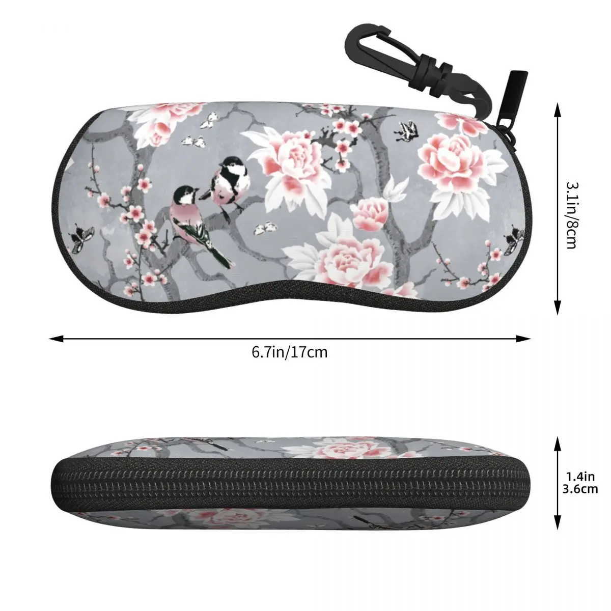Custom Chinoiserie Birds In Floral Pattern Glasses Case Peony Sakura Flowers Cherry Blossom Shell Eyeglasses Case Sunglasses Box