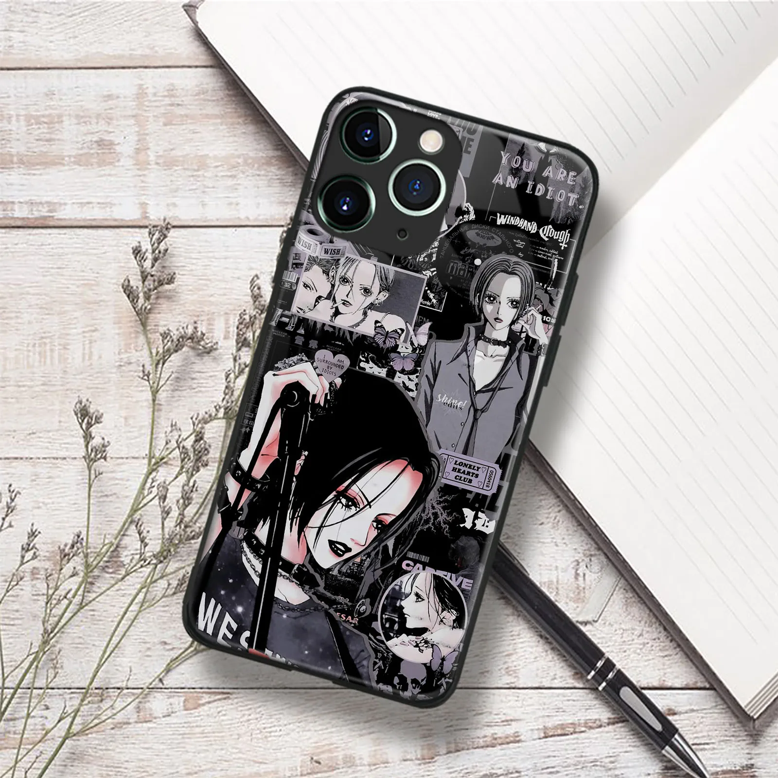 Anime TPU Tempered Glass Nana Osaki Manga Phone Case For iPhone 15, 14, 11 Pro Max, 7, 8, 15 Plus, 12, 13 Mini, Xr, Xs