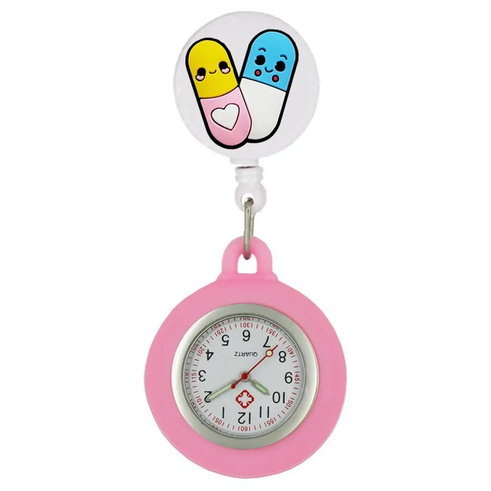 Cartoon FOB Pocket Watches Retractable Simple Design Clip Hang Clock Silicone Fashion Accessories Hang Clock Hospital