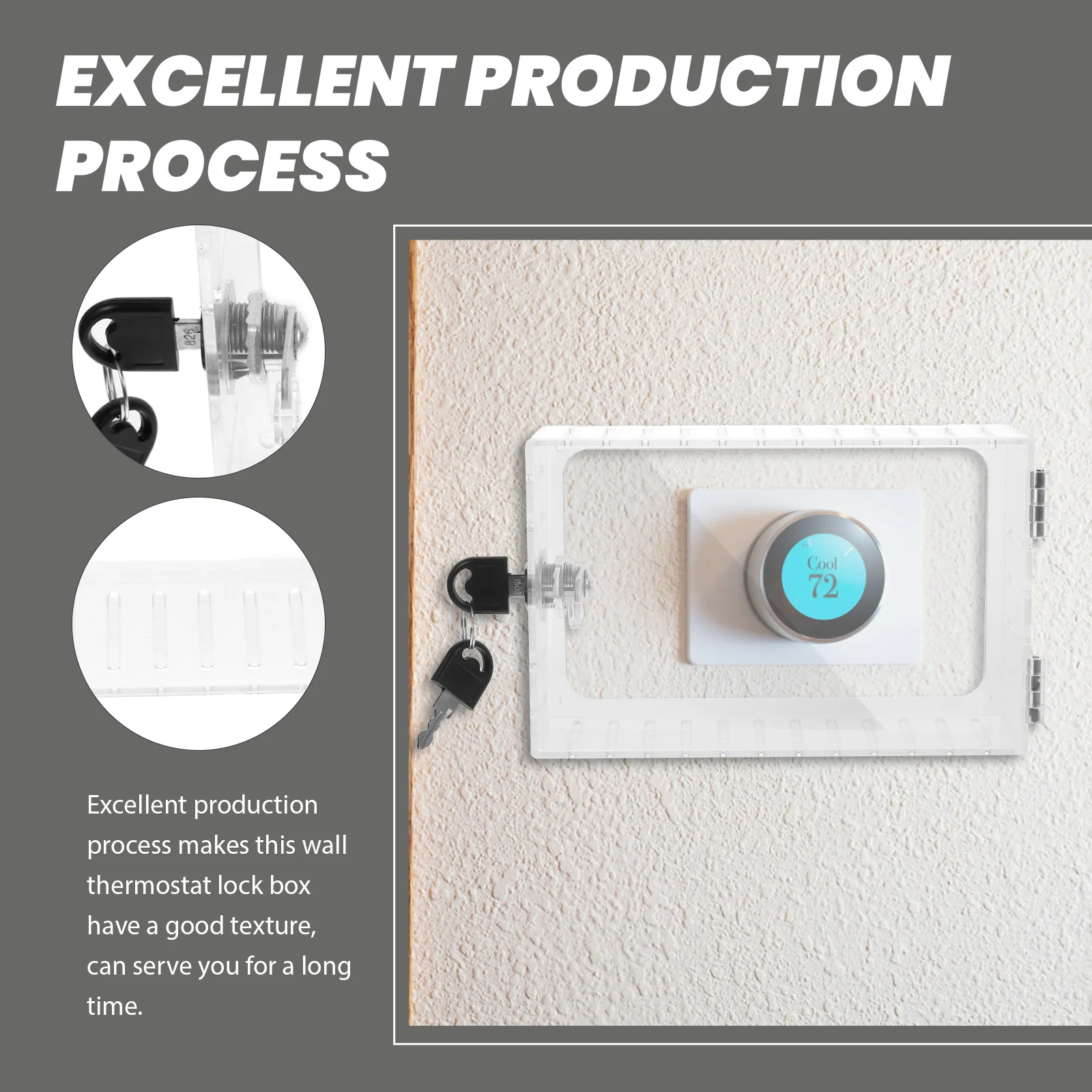 صندوق قفل ترموستات، غطاء حماية شفاف، قفل جدار ترموستات، صندوق قفل بمفتاح لمنع العبث الأمني #1