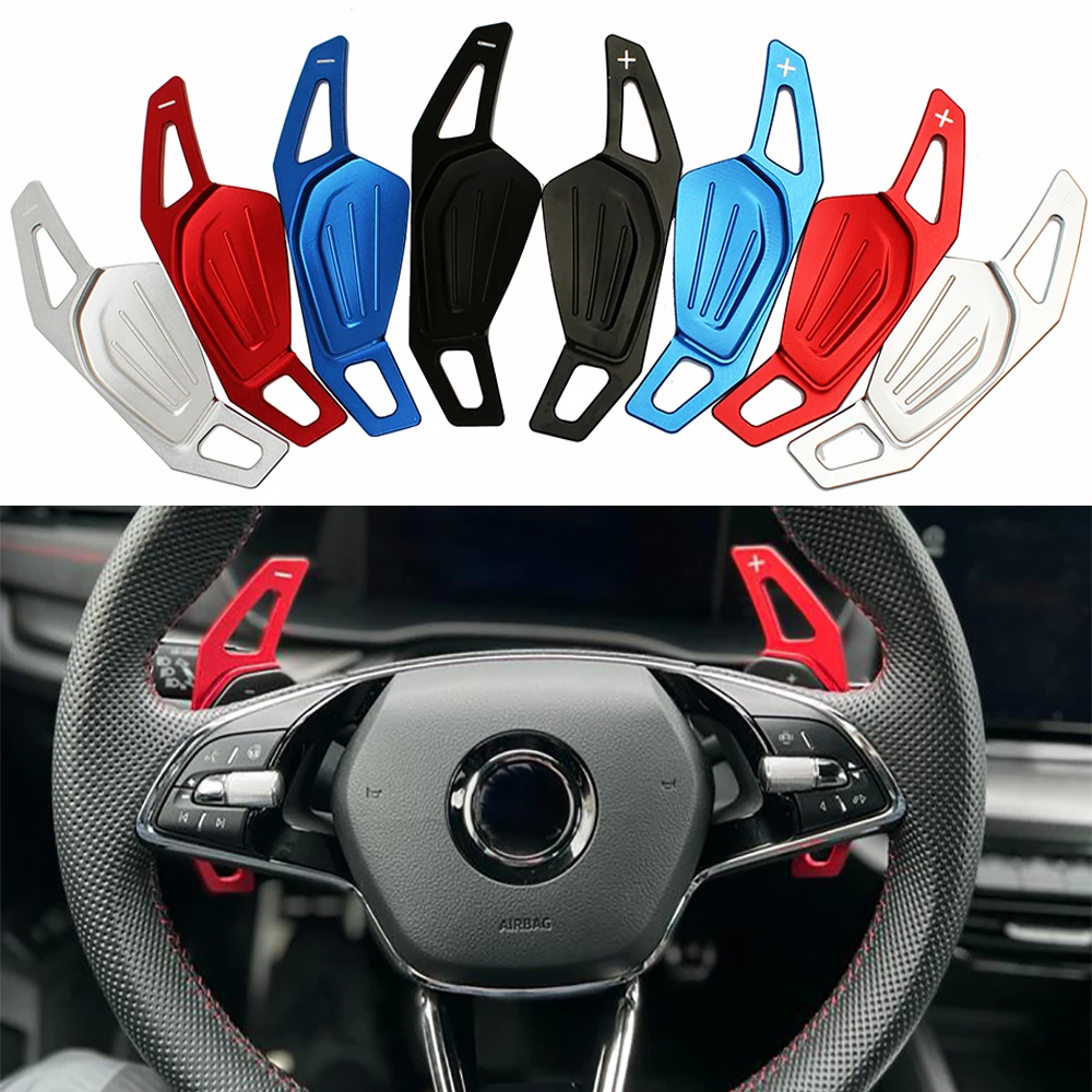 Car Steering Wheel Shift Paddle Extend Shifters Sticker DSG Gear For Skoda 2020 Octavia A8 MK4 ENYAQ IV RS VRS 2021 Karoq Kodiaq