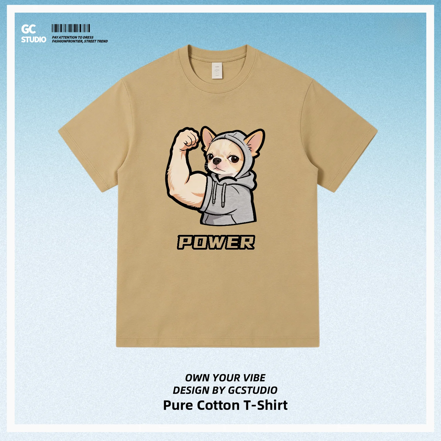Cotton Printed Muscle Fitness Chihuahua T-Shirt Unisex Short Sleeve Breathable Sports Fitness Dog Creative Fun T-Shirt