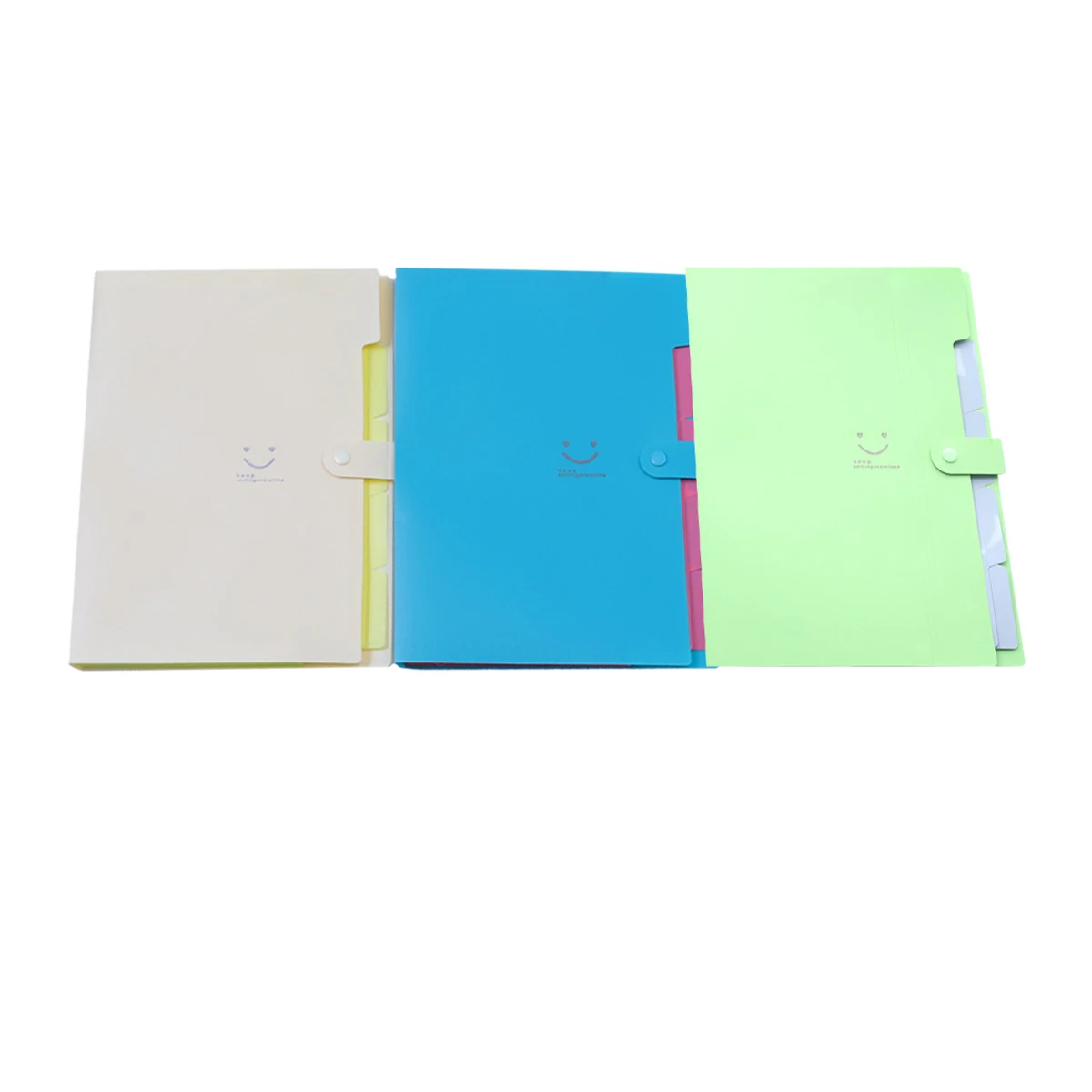 

3pcs File Folder 5 Pockets Cute Plastic Letter Size Envelopes Office Snap Closure Storage Documents Travel