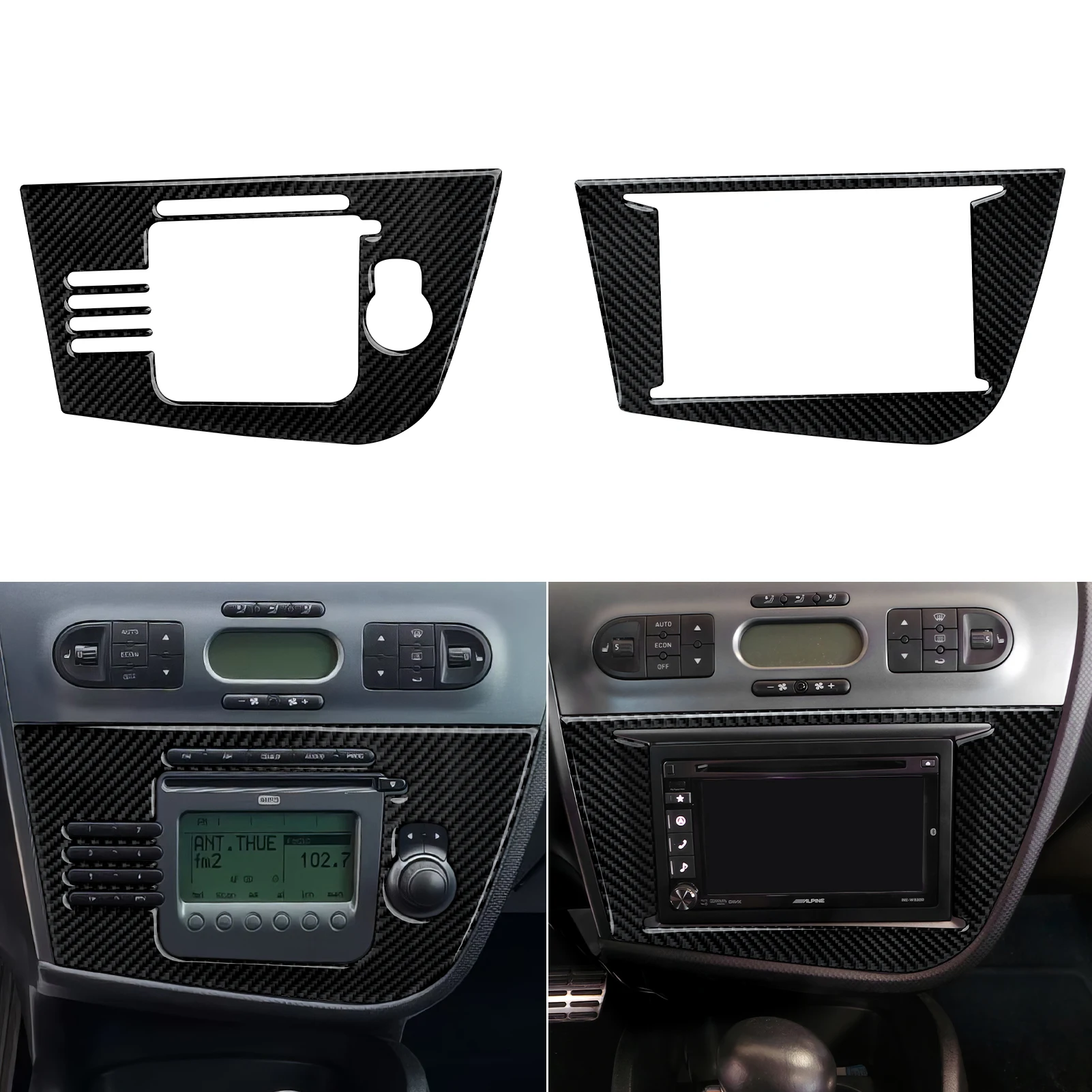 For SEAT Leon (2006-2012) Side Door Trim Strip. Carbon Fiber Interior Sticker. Car Center Console CD Air Outlet Protect Panel. view 4