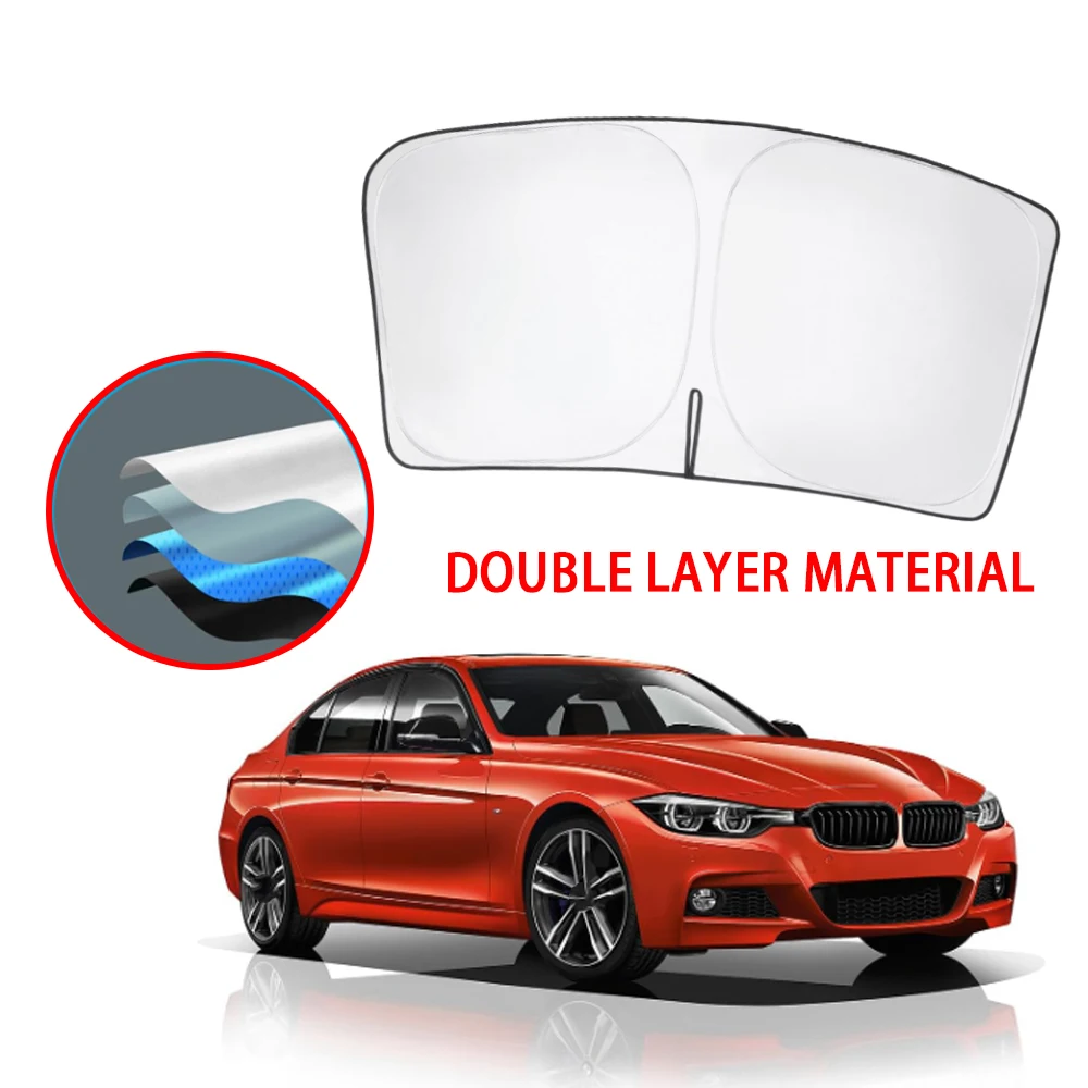 Windshield Sun Shade For BMW 3 Series/F30/F31/F80/M3 2013-2018 Foldable Double Layer UV Block Heat Protection Visor Sun Cover