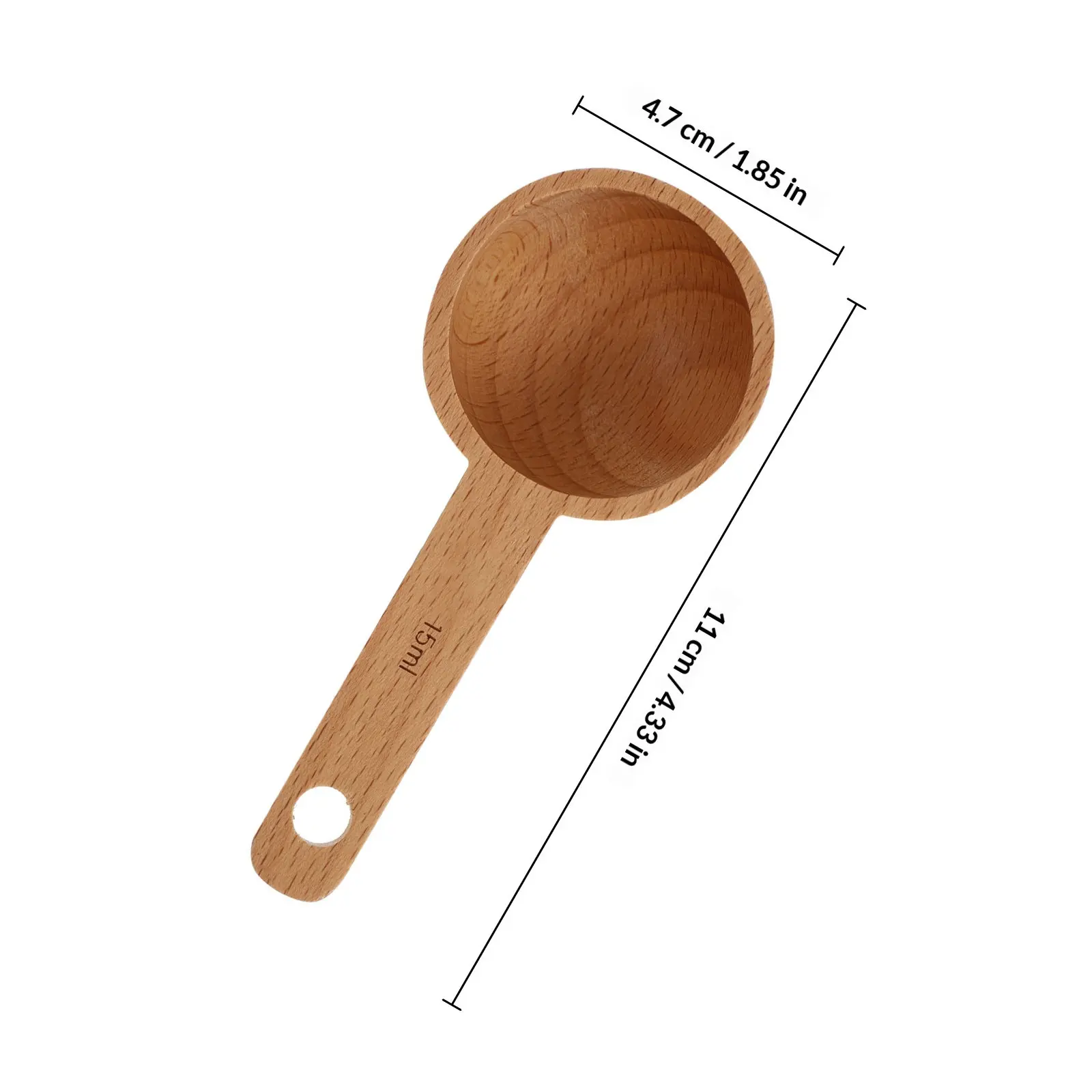 1Pcs Natural Walnut Wood Measuring Scoop for Coffee Beans Ground Coffee Milk Powder Sugar Simple Sturdy Kitchen Measuring Tool