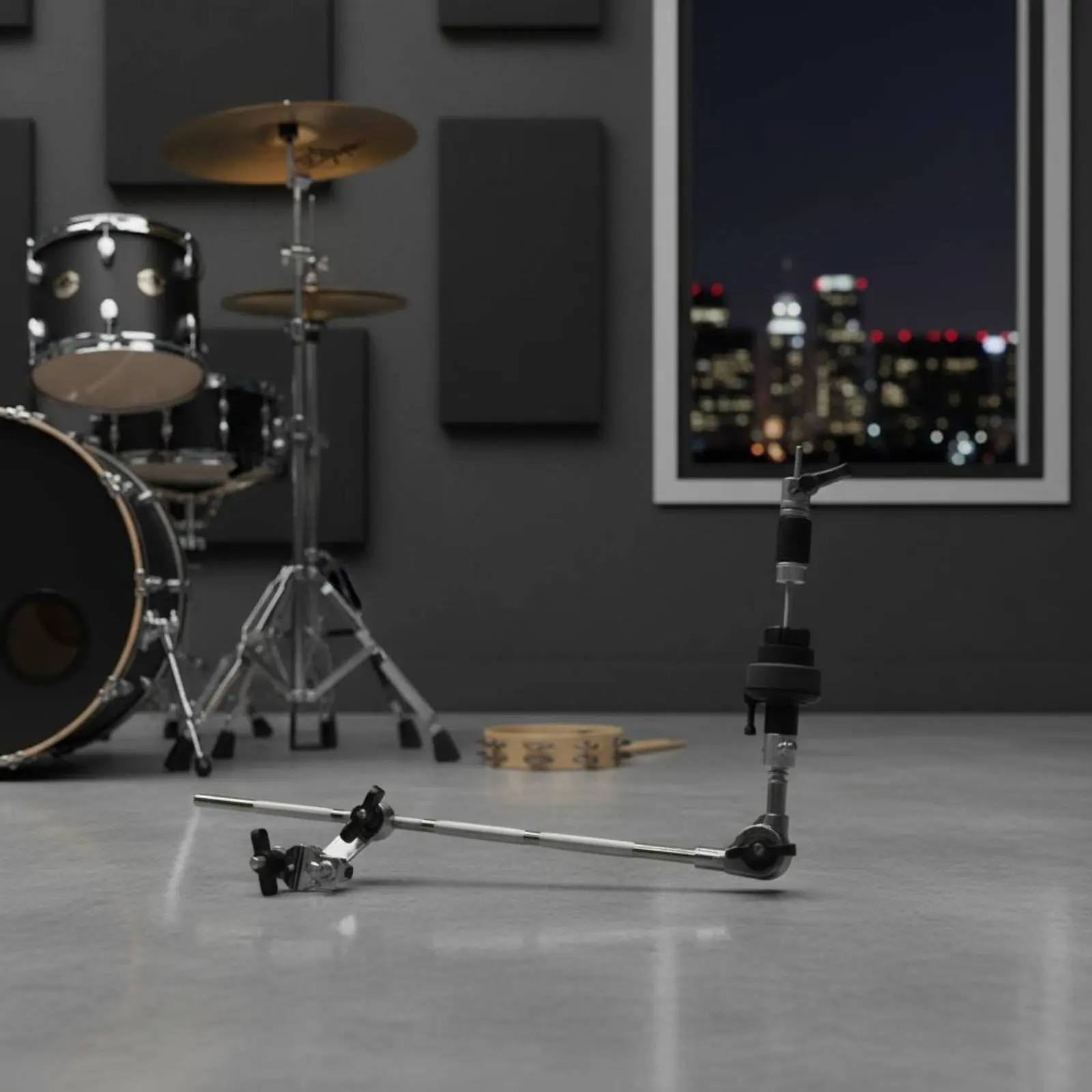 Auxiliary Hi-Hat Stand Adjustable Tension Auxiliary Hi-Hat Extension Drum Hardware Versatile Mounting for Studio Studio