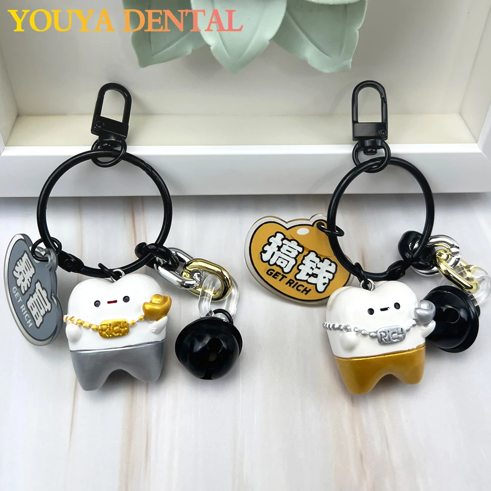 Teeth Keychain Teeth Health Toothbrush Key Rings Holder slovely Tooth Shape Model Kids Gift Keys Pendant Car Keys Gift Trinkets