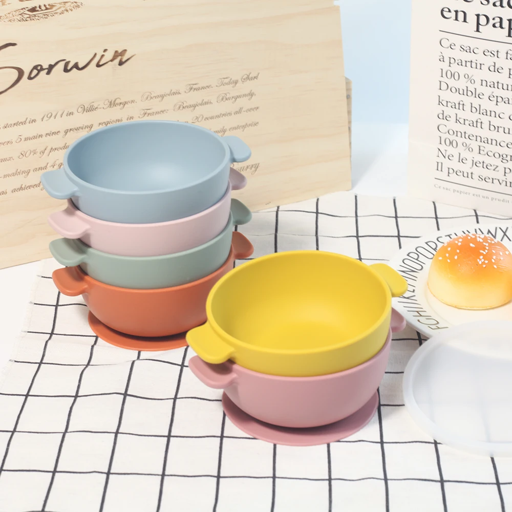 

1pc Food Grade Silicone Youngsters Complementary Food Bowl with Suction | Anti-Fall Suction Cup Bowl with Lid
