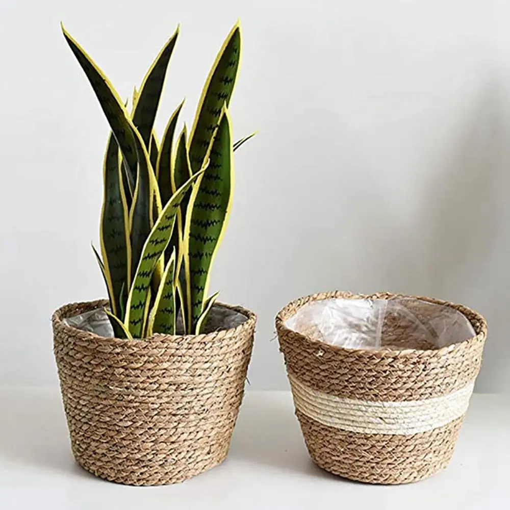 

Nordic Straw Weaving Handicraft Indoor Outdoor Home Decoration Planting Accessory Flower Pots Plant Basket Plant Containers