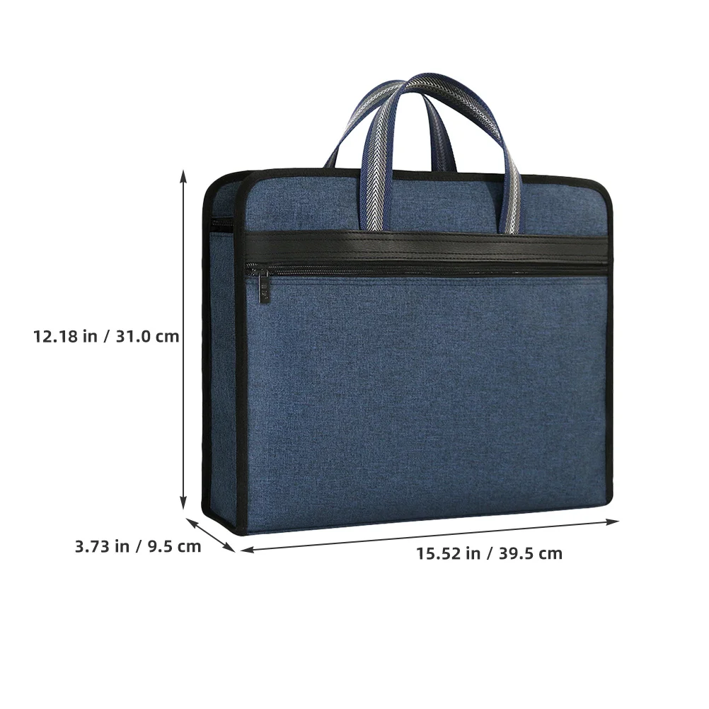 지퍼 문서 파우치 블랙 다층 파일 정리함 비즈니스 여행 문서 홀더 휴대용 파일 보관 토트백