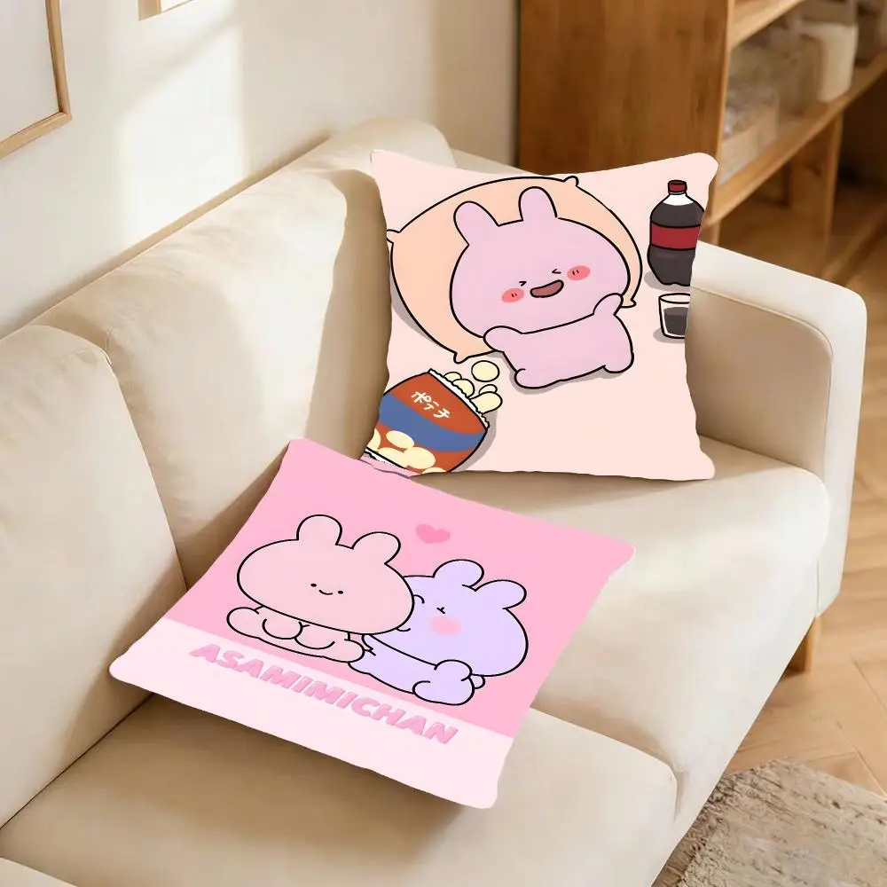 Character Art Asamimichan Cushion Cover Warm coral fleece Cute kawaii plush Kawaii mascot throw