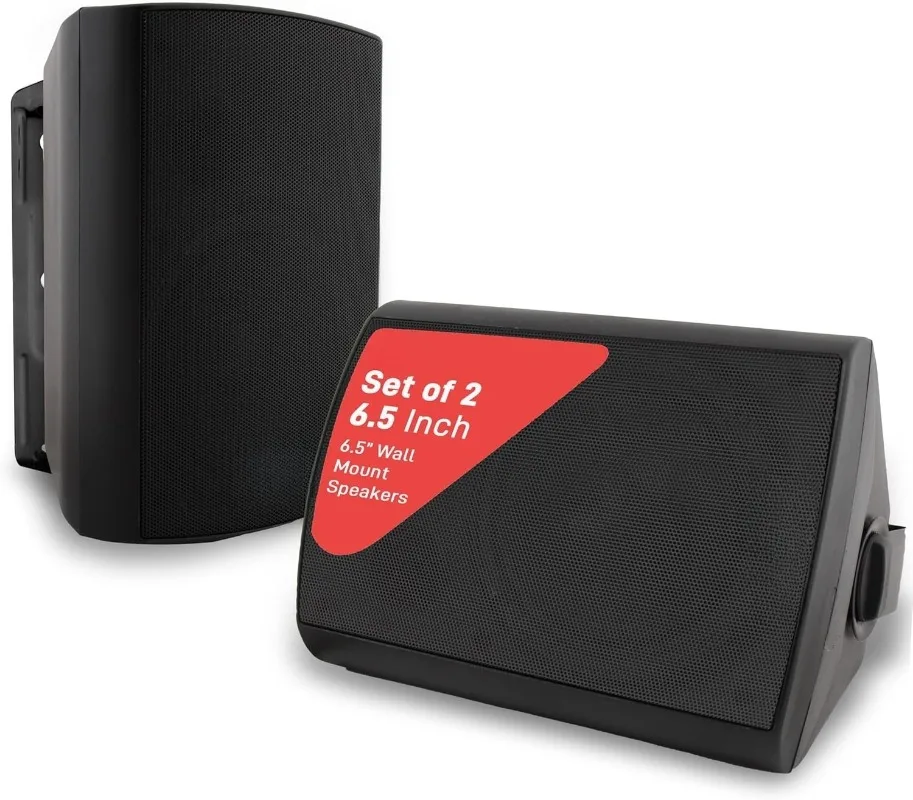 

6.5-Inch Wall Mount Waterproof Bluetooth Speaker System – Indoor/Outdoor Audio Pair with Built-in Digital Amplifier, Weathe