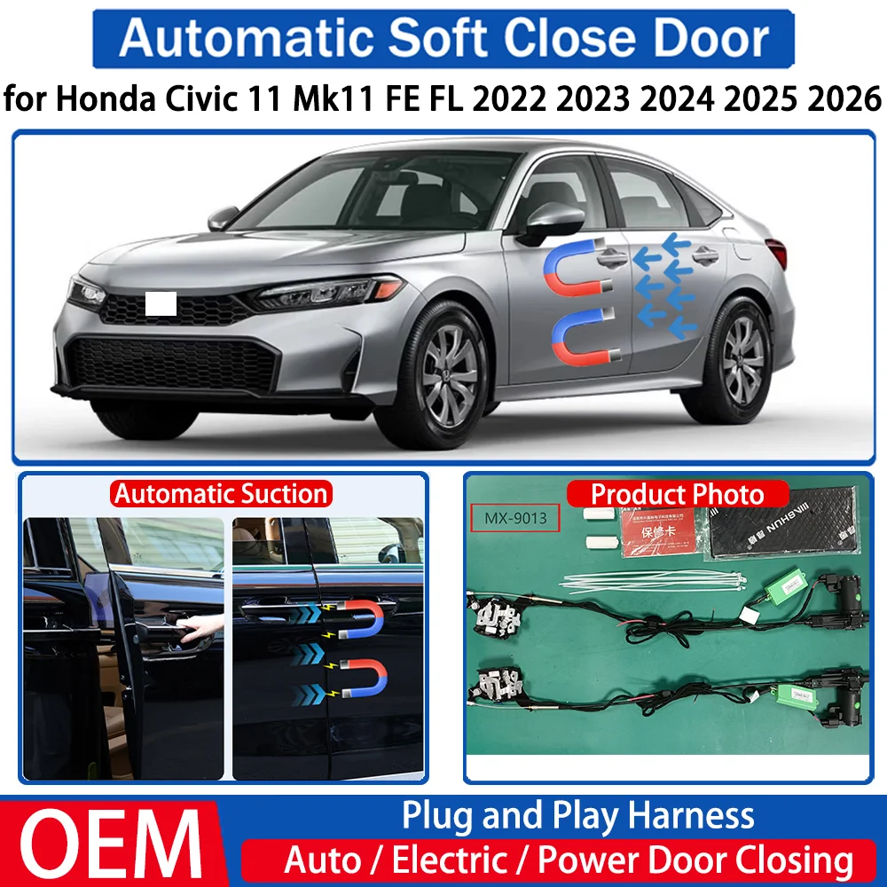 

for Honda Civic 11 Mk11 FE FL 2022 2023 2024 2025 2026 Car Automatic Soft Close Door Electric Suction Auto Power Closing System