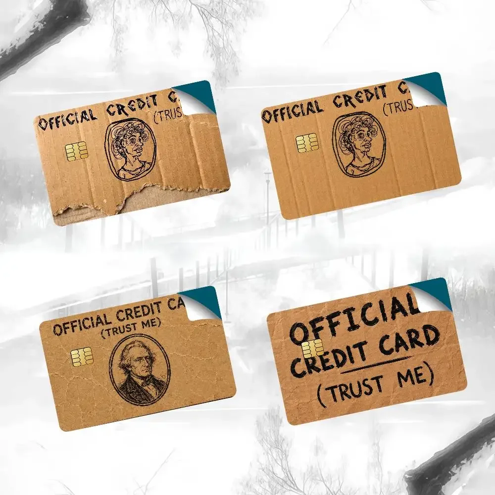 Funny Trust Me Torn Paper Bank Credit Cards Bus Pass Stickers Cool Decoration Waterproof 4PCS Card