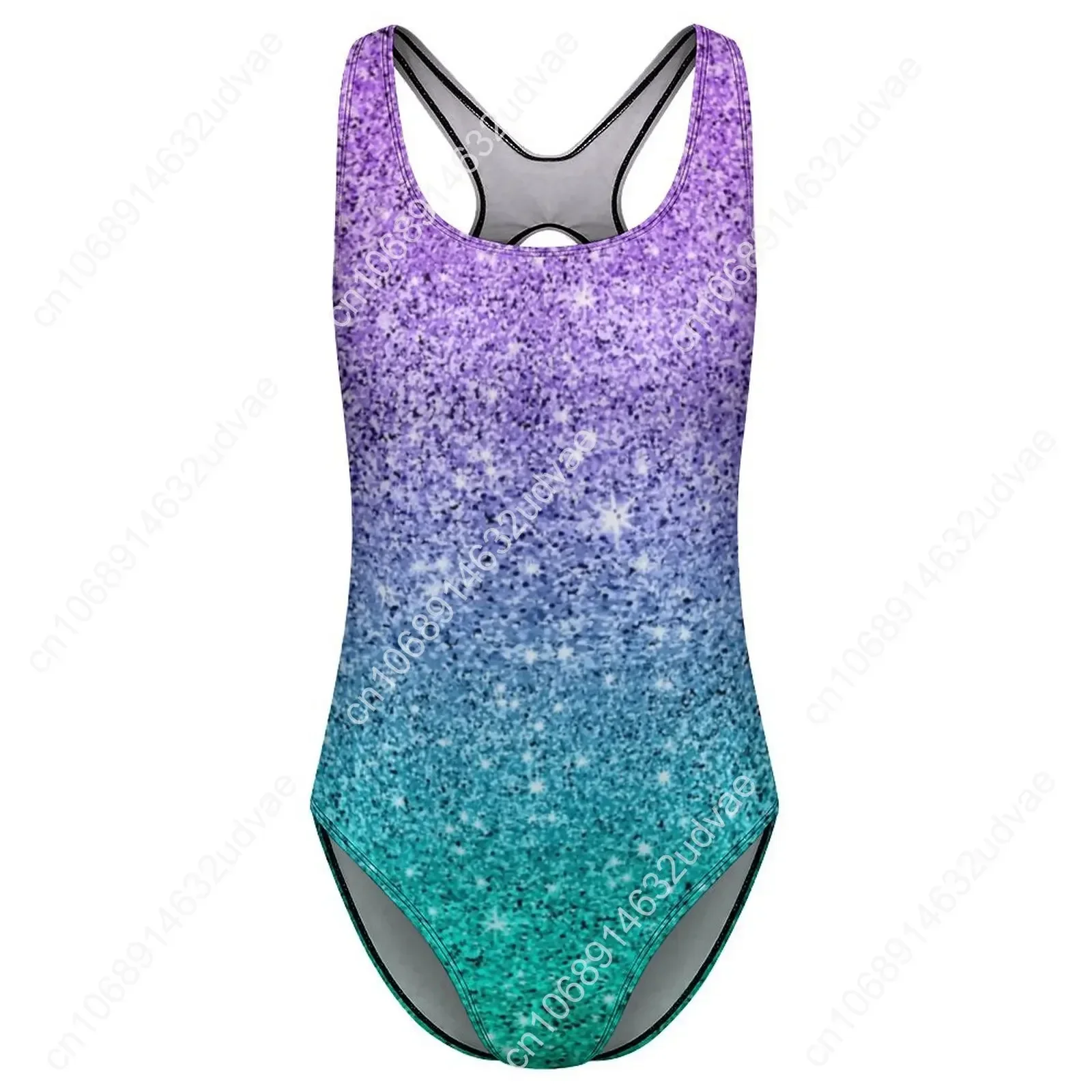 Baju Renang Wanita Tekstur Ombre Hijau Motif Glitter Satu Potong Push Up Fashionable Desain Liburan