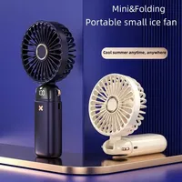 USB Rechargeable Mini Handheld Small Fan Portable Silent Office Desk Student Dormitory Outdoor Hand Holding Fan Foldable Cartoon