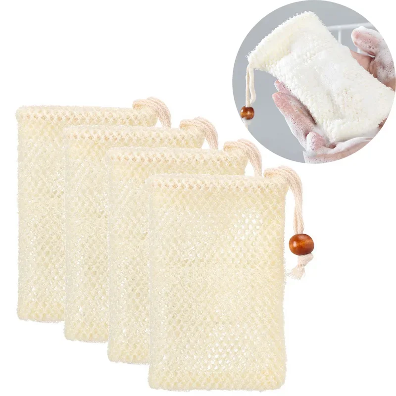 1/3/5pcs Natural Sisal Soap Bag Saver Pouch Bar Soap Exfoliating Mesh Bags for Shower Soap Holder Bubble Foam Net Pocket