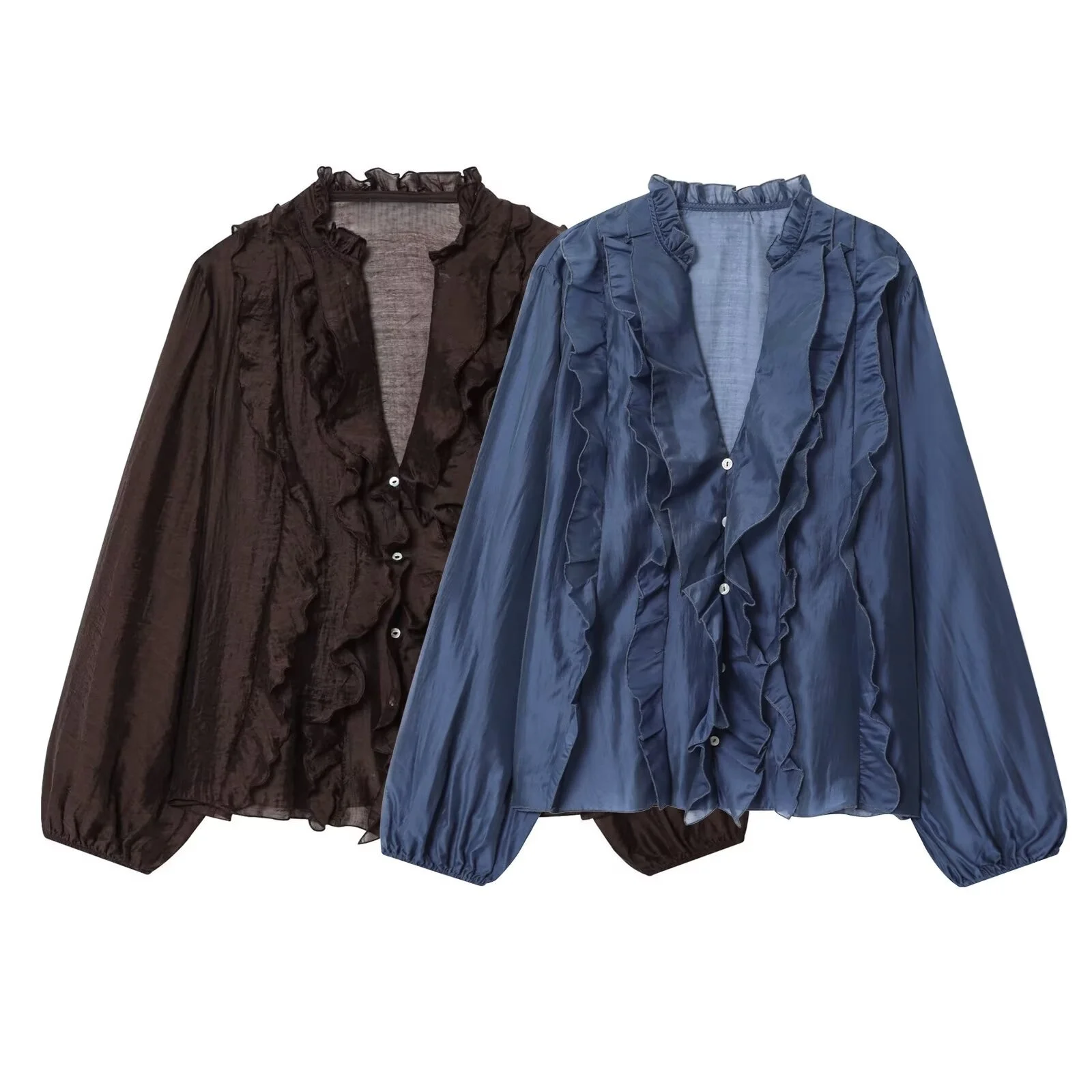 

2025 Autumn New Women's Casual Fashion Simple V-neck Loose Comfortable Long Sleeve Stacked Decorative Shirt