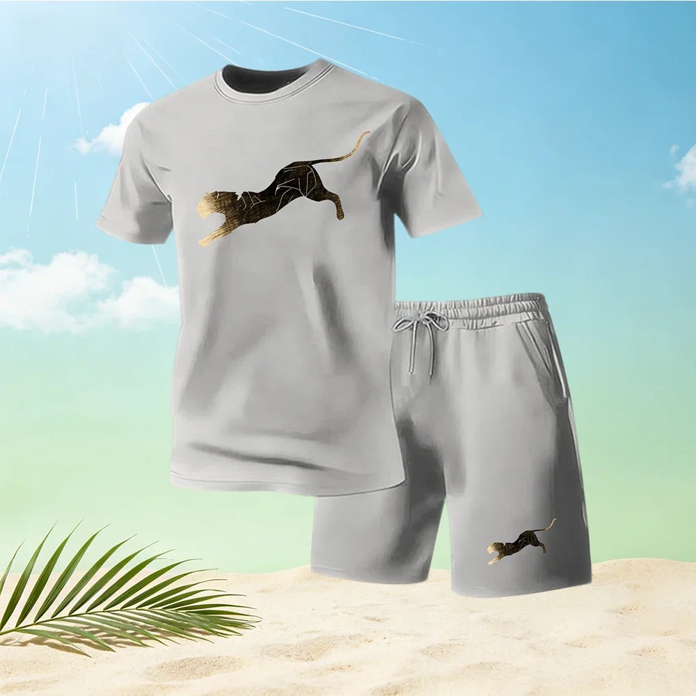 

Men 2026Fashion Summer Set, Short Sleeve&Shorts Round Neck Sportswear Casual 2-piece Training&Exercise Sets Running Jogging Suit