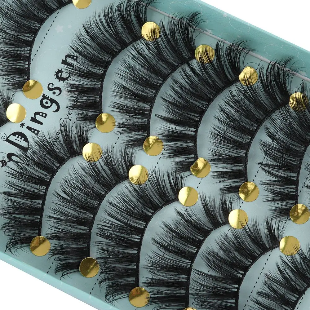 10 Pairs Pure Hanmdade Fluffy Natural Lash Extension Tools 3D Faux Mink Hair False Eyelashes Thick Long