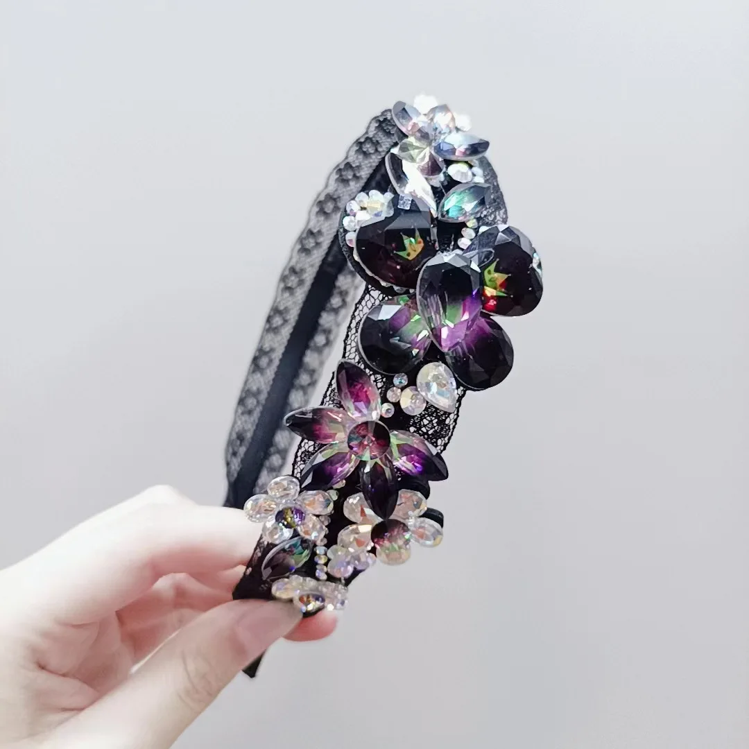 Hair hoop hairpin fashion wide-brimmed adult crystal flower sweet lady joker toothed antiskid head band